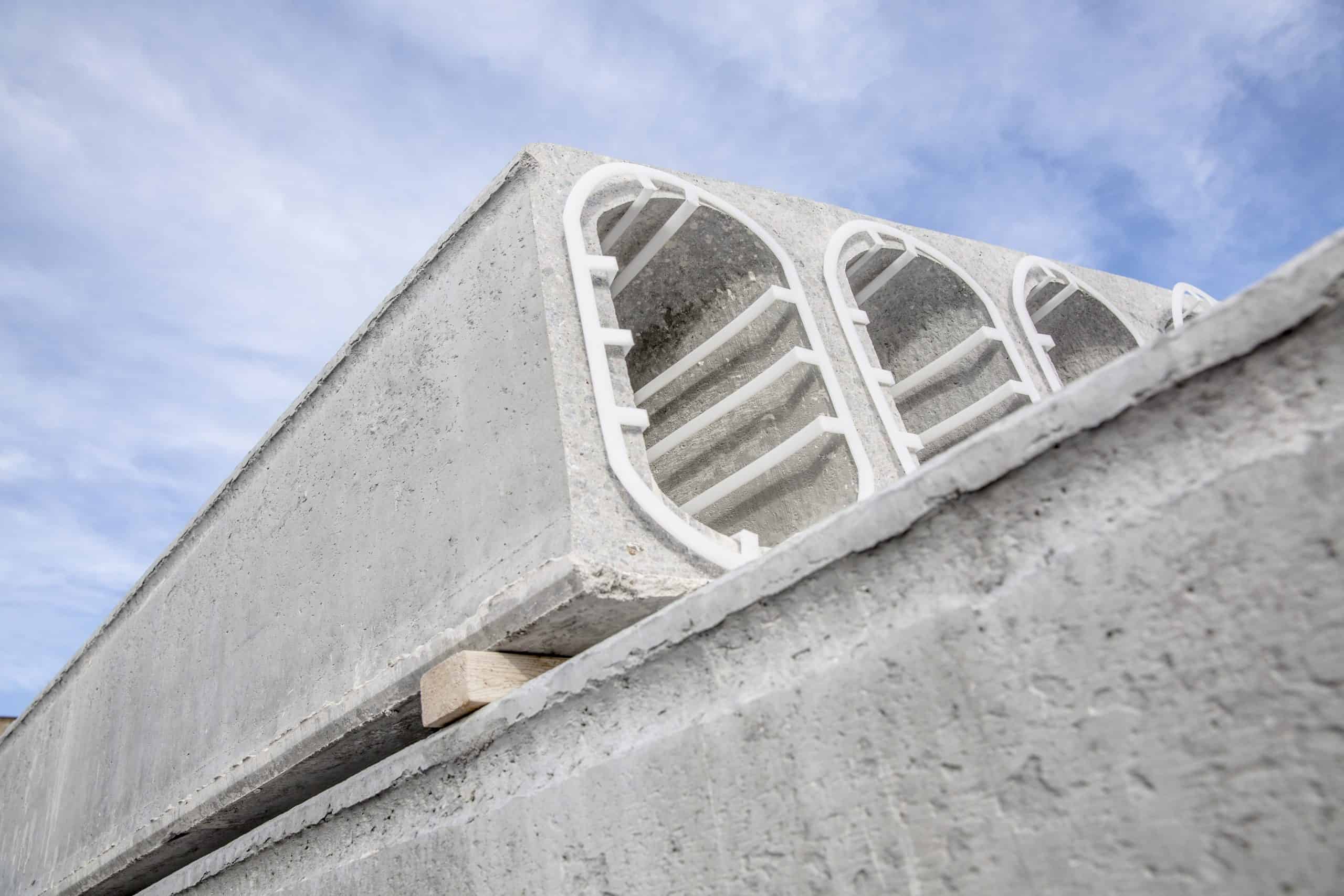 Typical precast hollow core concrete slabs.